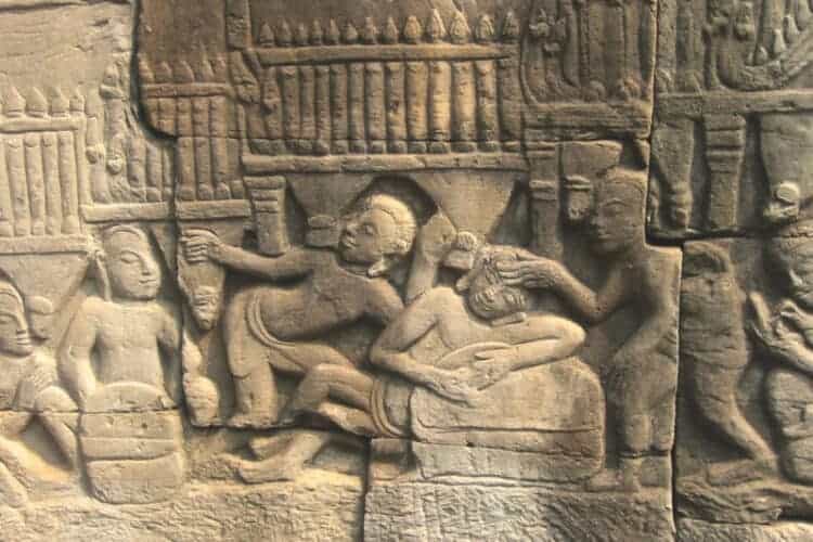 Bas-relief of Angkorian medical care. Source: Cambodia Daily 20150822