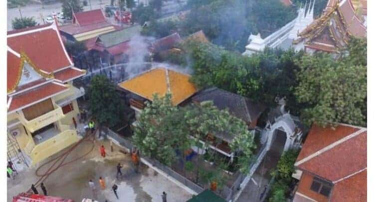 Fire damages four Wat buildings at historical Ayutthaya site