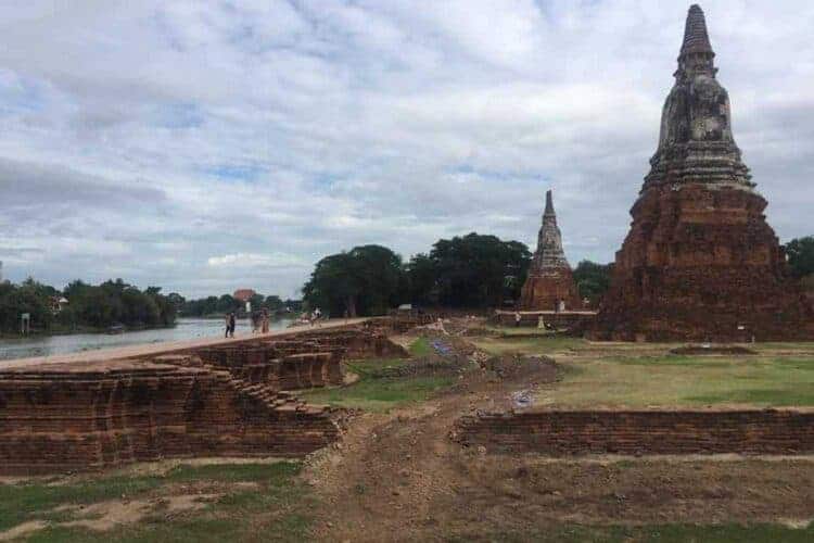 Damage (replica) walls of Wat Chaiwatthanaram in Ayutthaya. Source: Bangkok Post, 20190821