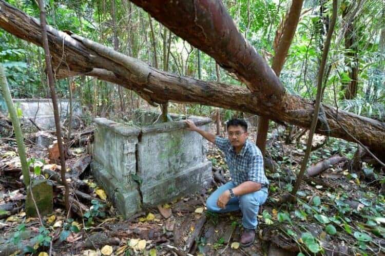 Researcher Sarafian Salleh, at the Marang Cemetery. Source: Straits Times, 20190826
