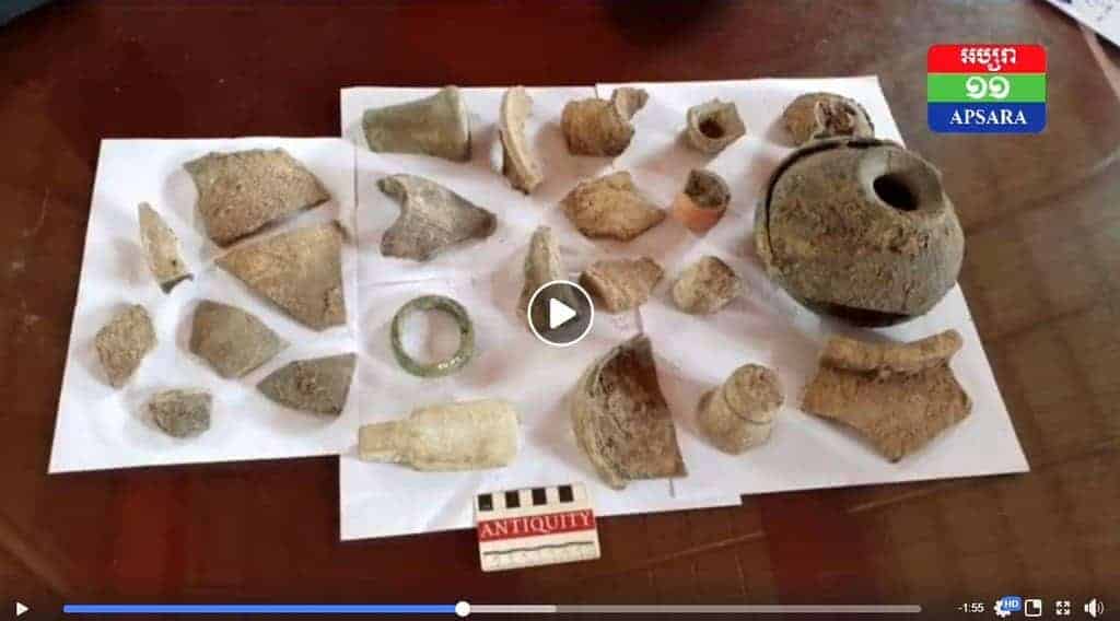 Looted antiquities from NW Cambodia. Source: APSARA TV News 20200518