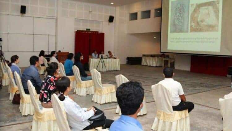 Im Sokrithy giving lecture at APSARA. Source: Phnom Penh Post 20200727