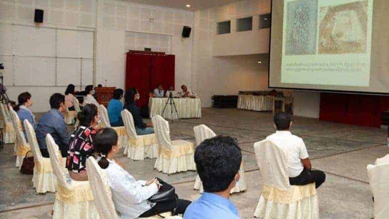 Im Sokrithy giving lecture at APSARA. Source: Phnom Penh Post 20200727