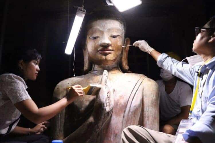 Buddha sculpture in the Bakan restored. Source: Rasmei News 20201125