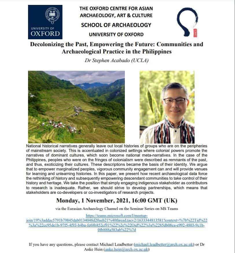 [Talk] Decolonizing the Past, Empowering the Future: Communities and Archaeological Practice in the Philippines