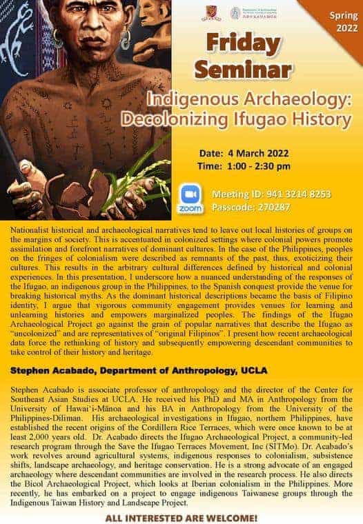[Talk] Indigenous Archaeology: Decolonizing Ifugao History