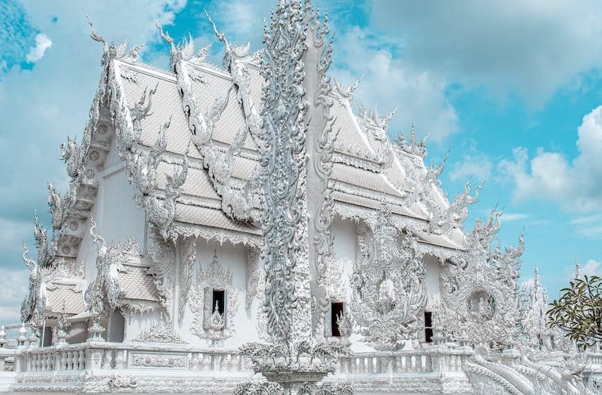 white temple art exhibit building in thailand